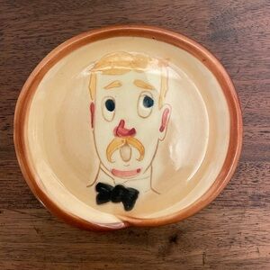 Vintage Pennsbury Pottery Barbershop Quartet Mustache Man Coaster Trinket Dish